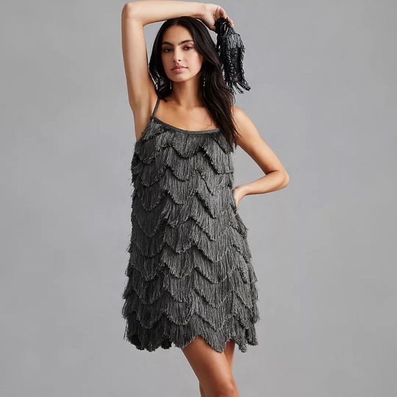 NWT Anthropologie Pankaj & Nidhi Fringed Mini Dress - Picture 1 of 10